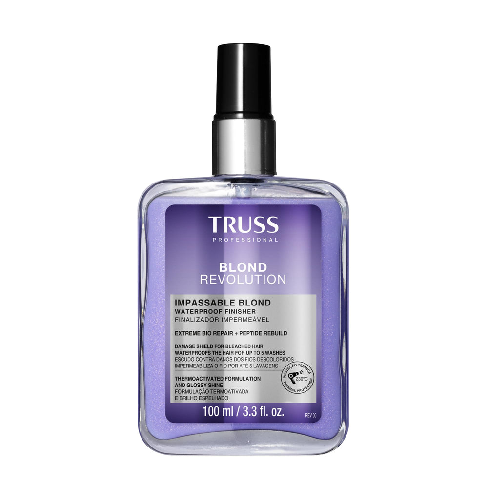 TRUSS Blond Revolution: spray-impermeable para cabello rubio con control de frizz y brillo.