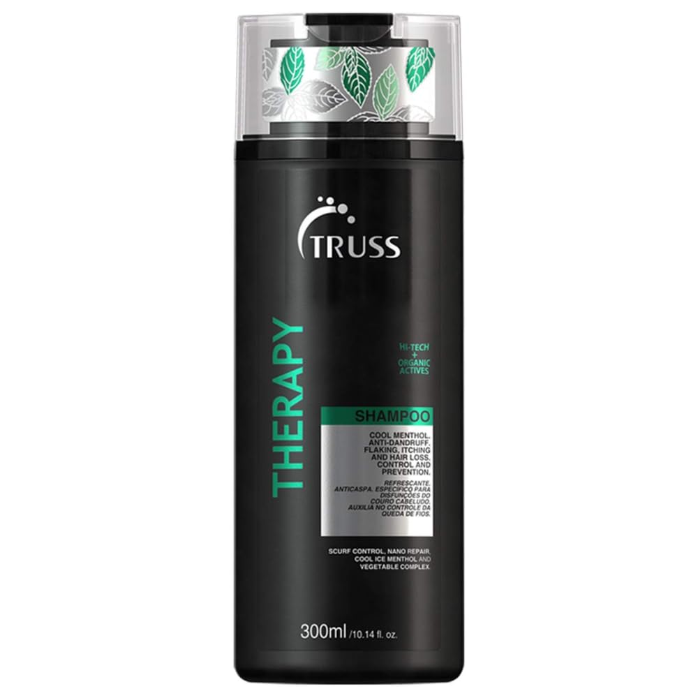 TRUSS Therapy anticaspa champú en botella, combate la caspa y deja sensación de frescura.