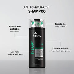 TRUSS Therapy mentol refrescante champú, sensación vigorizante durante el lavado.