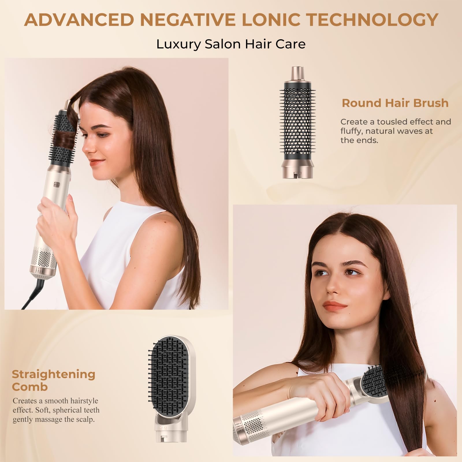 Trylater modos de temperatura: 340°F, 365°F y 390°F para cabello fino, normal y grueso.