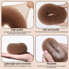 TsMADDTs moño dona tamaño mediano, adaptable para cabellos de grosor medio.