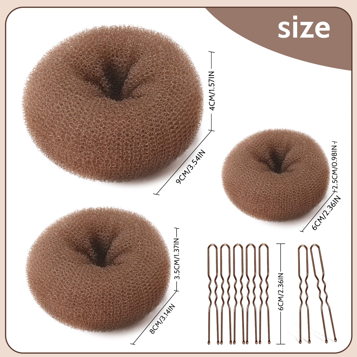 TsMADDTs moño dona tamaño pequeño, ideal para cabello fino o infantil.
