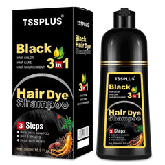 TSSPLUS champú-tinte para cabello negro cubre canas y aporta brillo