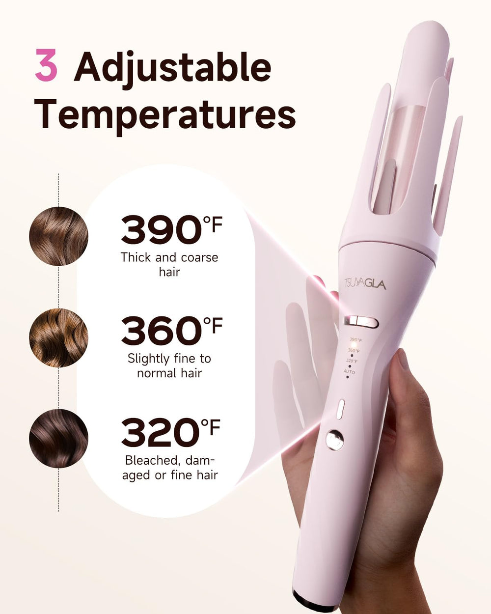 TSUYAGLA crimpador de cabello para texturas marcadas con calor controlado.