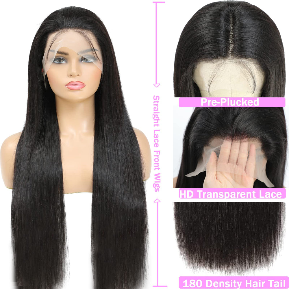 TTSMINS cabello liso negro natural de 28 pulgadas para estilo diario