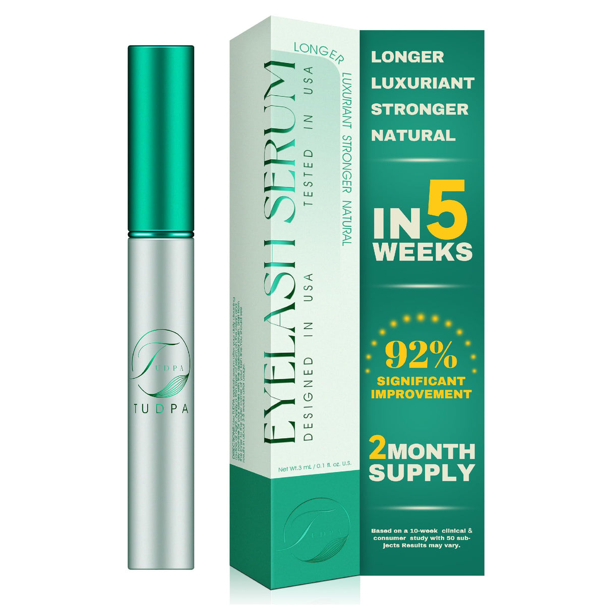Sérum TUDPA para crecimiento de pestañas en envase de 3 ml.