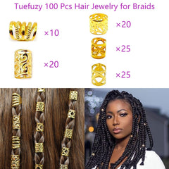 Tuefuzy accesorios dorados para dreadlocks, fijan estilos sin dañar el cabello.