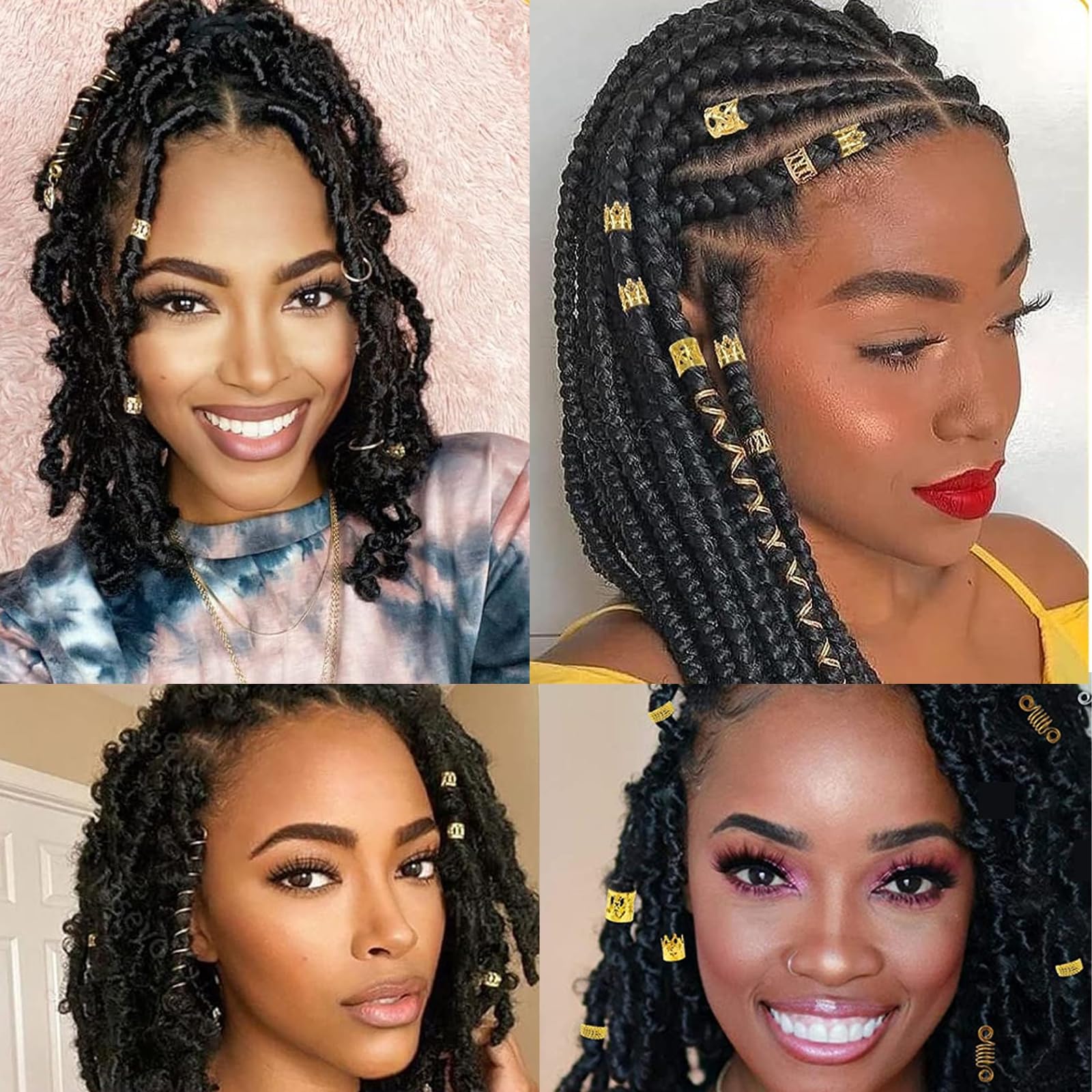 Tuefuzy adornos dorados para extensiones, estilo personalizado
