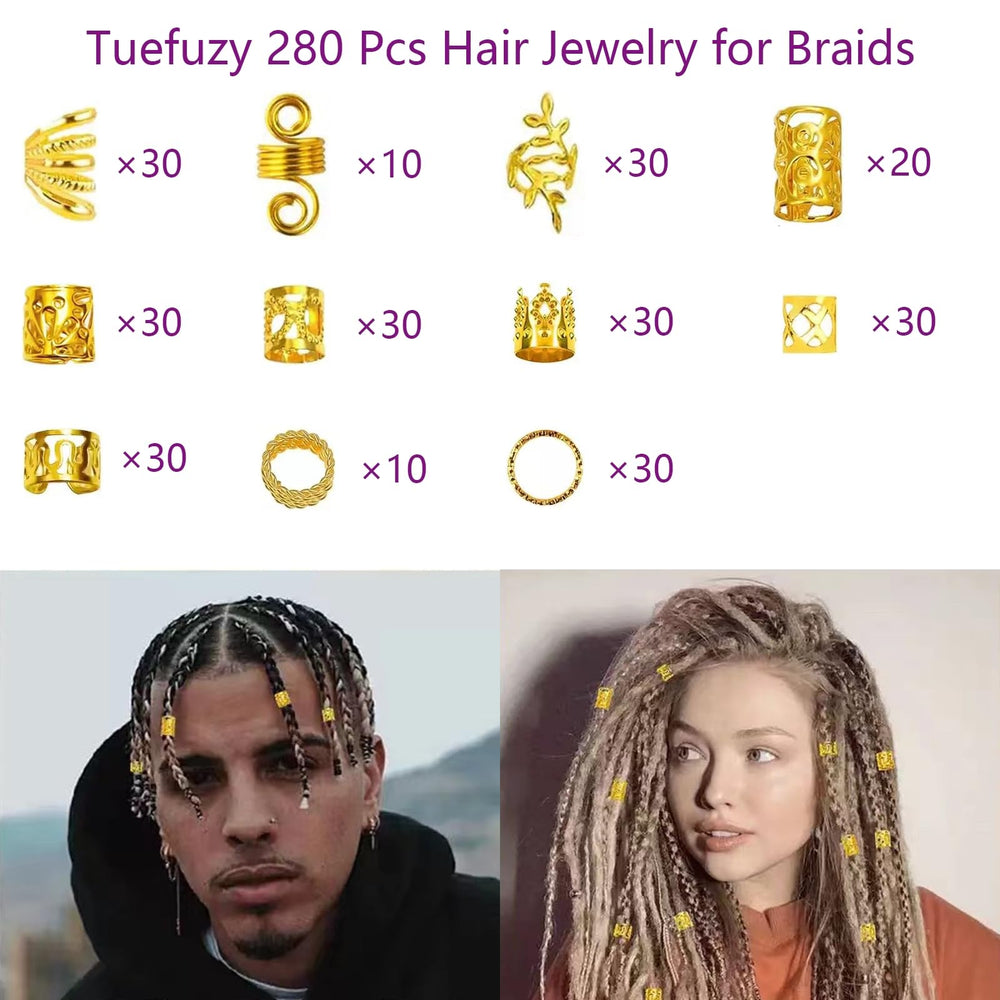 Tuefuzy joyas para dreadlocks dorado destacan destellos sin dañar el cabello