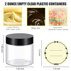 TUZAZO contenedor plástico transparente 2 oz, perfecto para viajar con cosméticos.