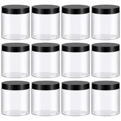 TUZAZO frascos plástico 8oz con tapas negras, ideales para cremas y transporte diario