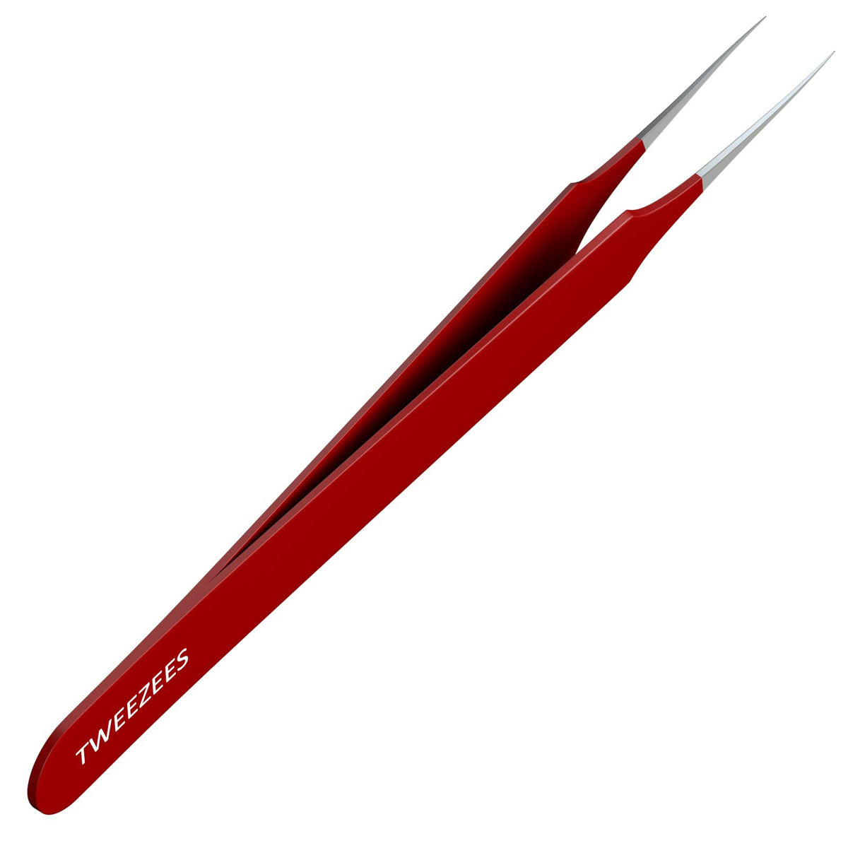 Pinzas Tweezees para vello encarnado con punta puntiaguda en color rojo, precisión sólida.