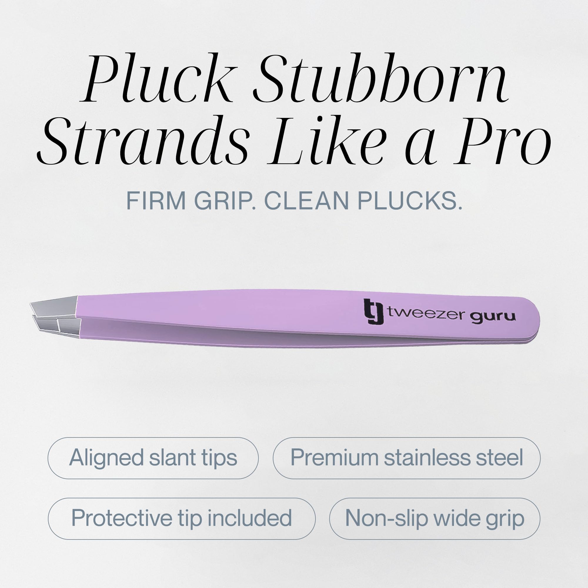 Pinzas Tweezer Guru con punta angulada para posicionamiento preciso.