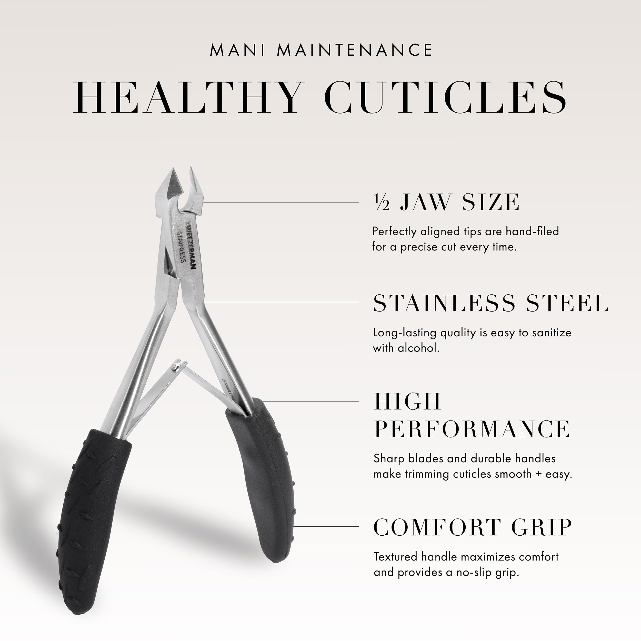 Tweezerman Cuticle Nipper – acier inoxydable et nettoyage facile.