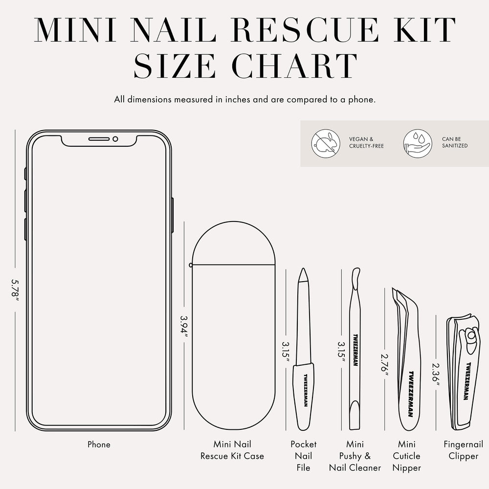 Tweezerman Mini Kit de Rescate de Uñas, kit completo listo para abrir.