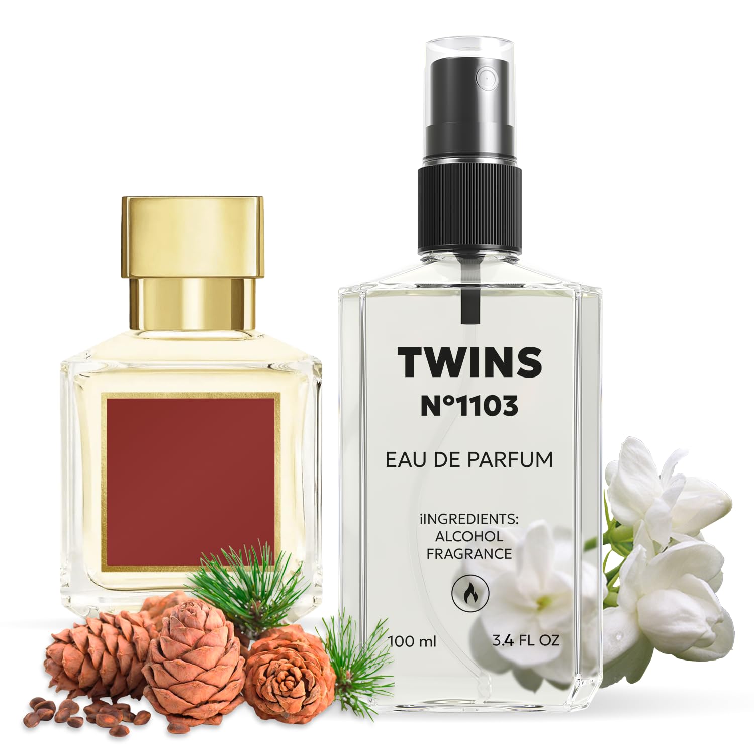 TWINS PARFUM Impression Bac. Rou. 540, botella elegante para uso diario.