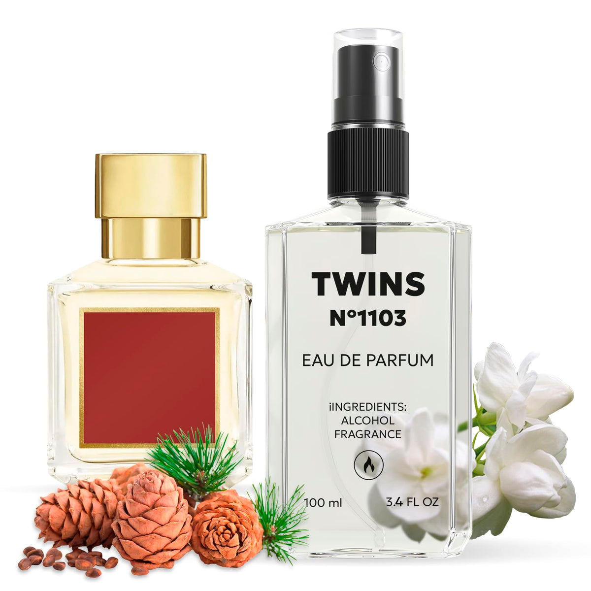 TWINS PARFUM Impression Bac. Rou. 540, botella elegante para uso diario.