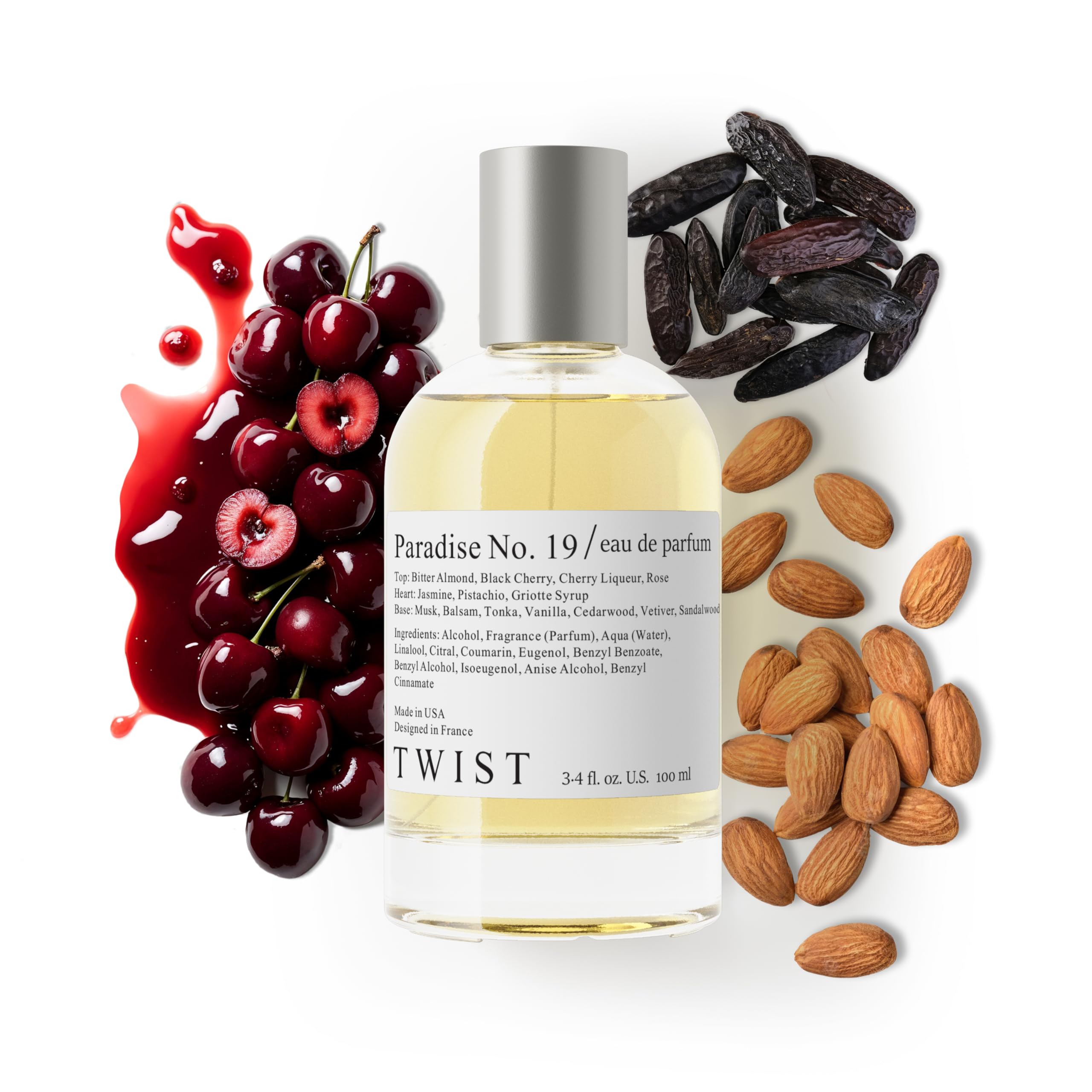 Twist Paradise No.19, botella elegante de fragancia para hombres y mujeres.
