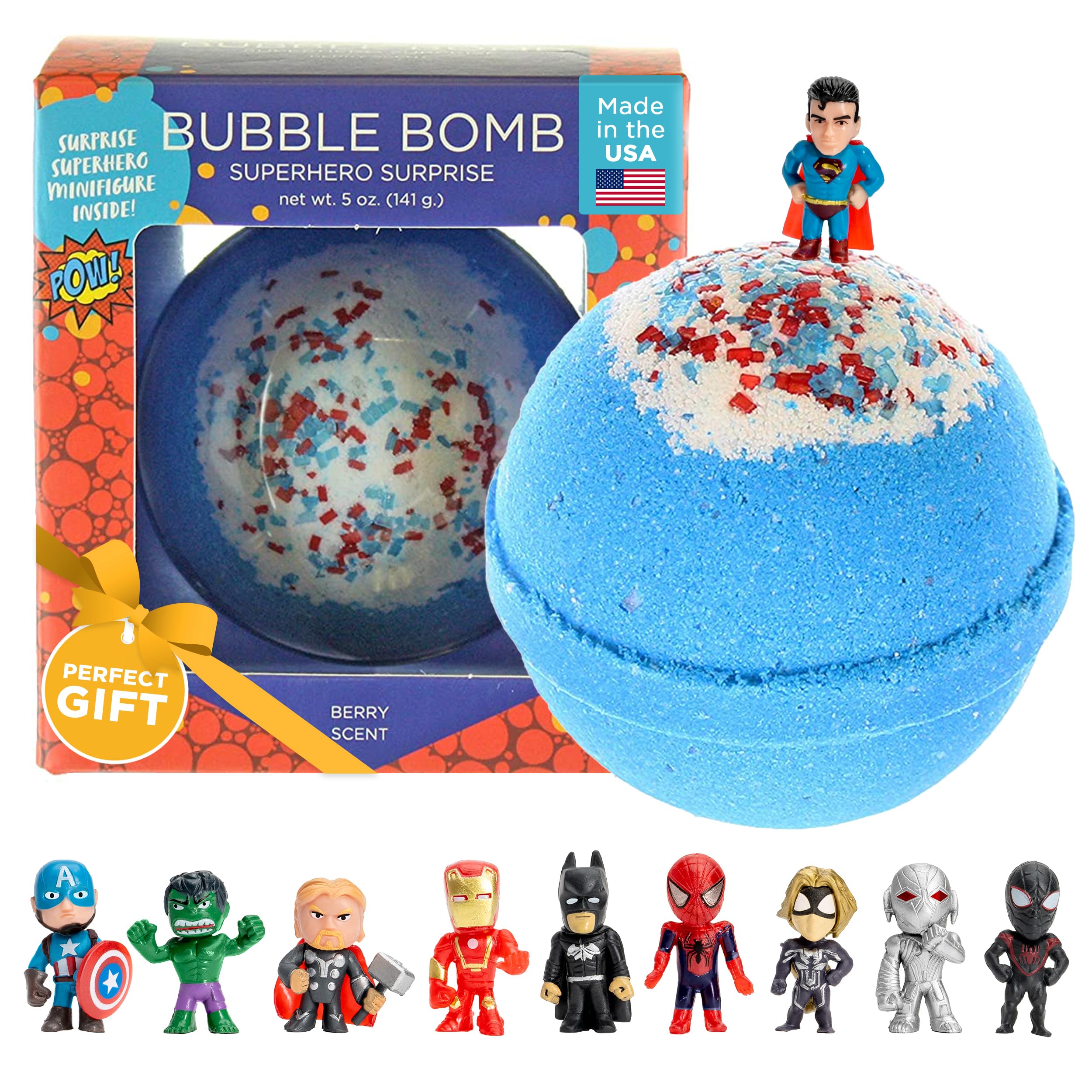 Two Sisters superhero bath bombs with surprise toy inside, exciting bath-time play