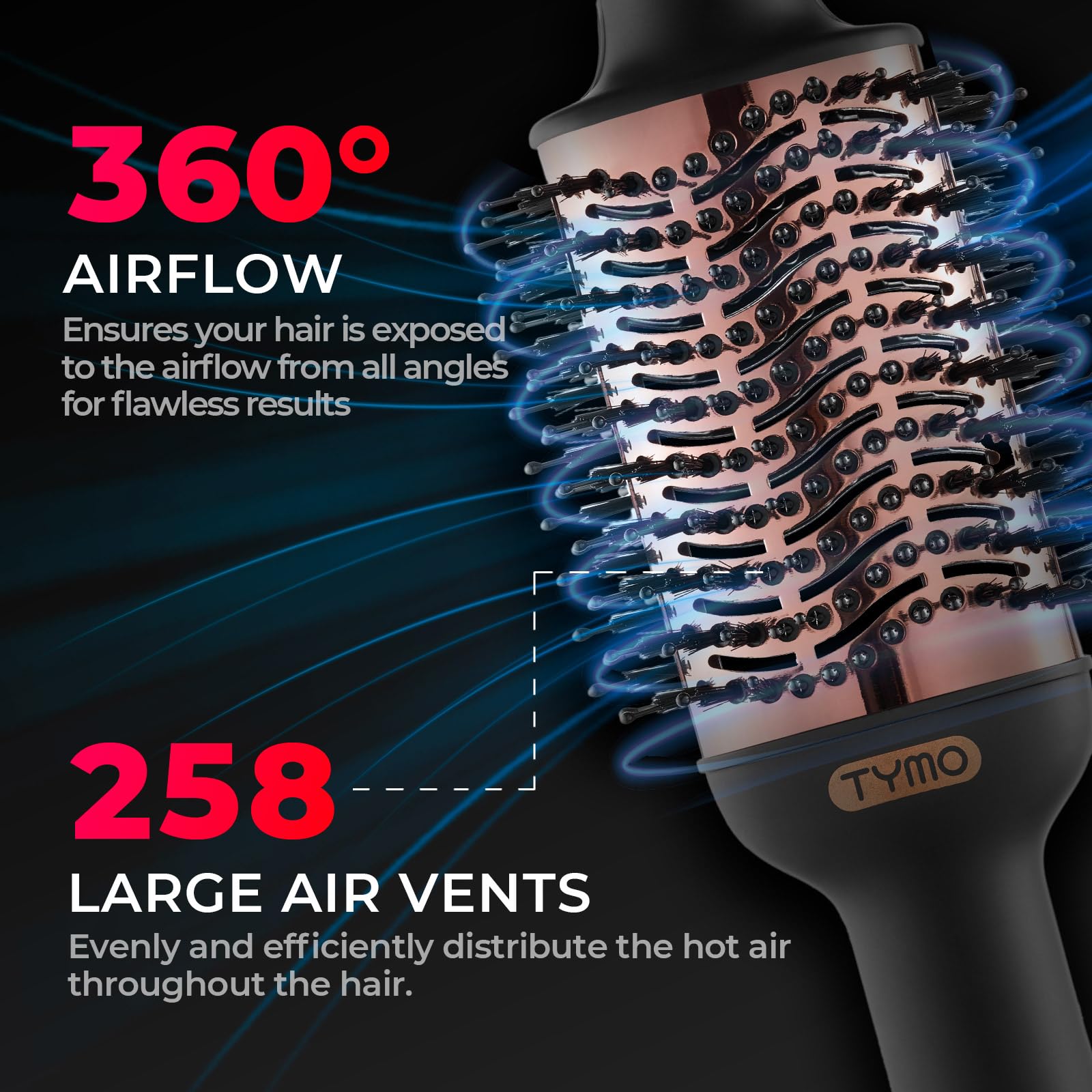 TYMO ventilación 360° facilita un secado uniforme en menos tiempo.