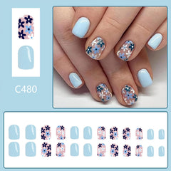 Tyuimhx uñas postizas azules de forma cuadrada, aplicación rápida y segura