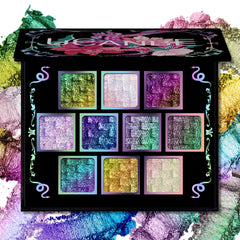 Paleta UCANBE Chameleon Multichrome con 10 tonos que cambian con la luz.