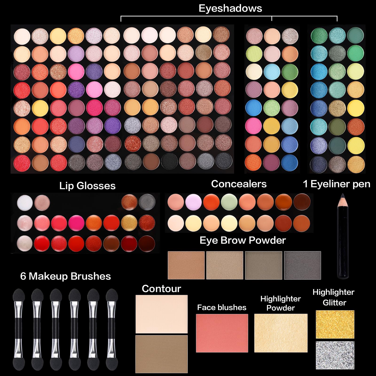 UCANBE Kit Maquillaje Todo en Uno: brochas incluidas para acabado profesional en casa