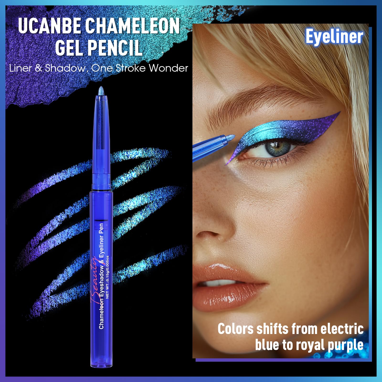 UCANBE Lápiz Gel Cameleon para aplicación suave y difuminación precisa.