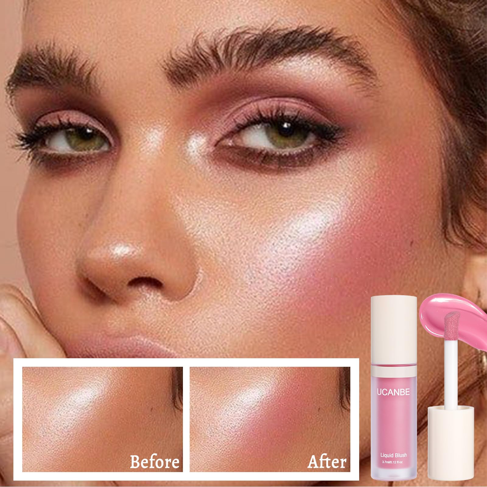UCANBE rubor líquido mate 03 Rosa, tono duradero para rostro fresco todo el día