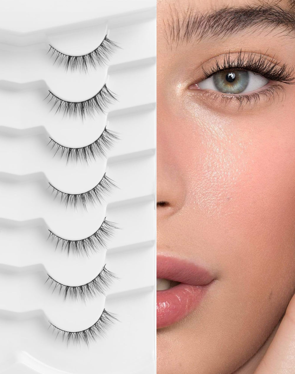 Pestañas Ukrizi naturales con banda delgada para un look suave.