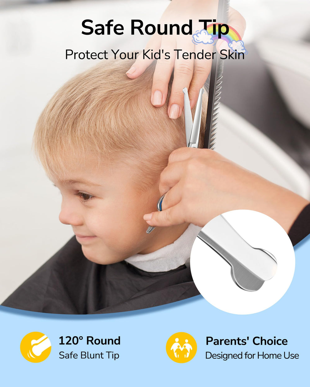ULG kit coupe bebe 6-5 pouces avec étui de rangement pratique.