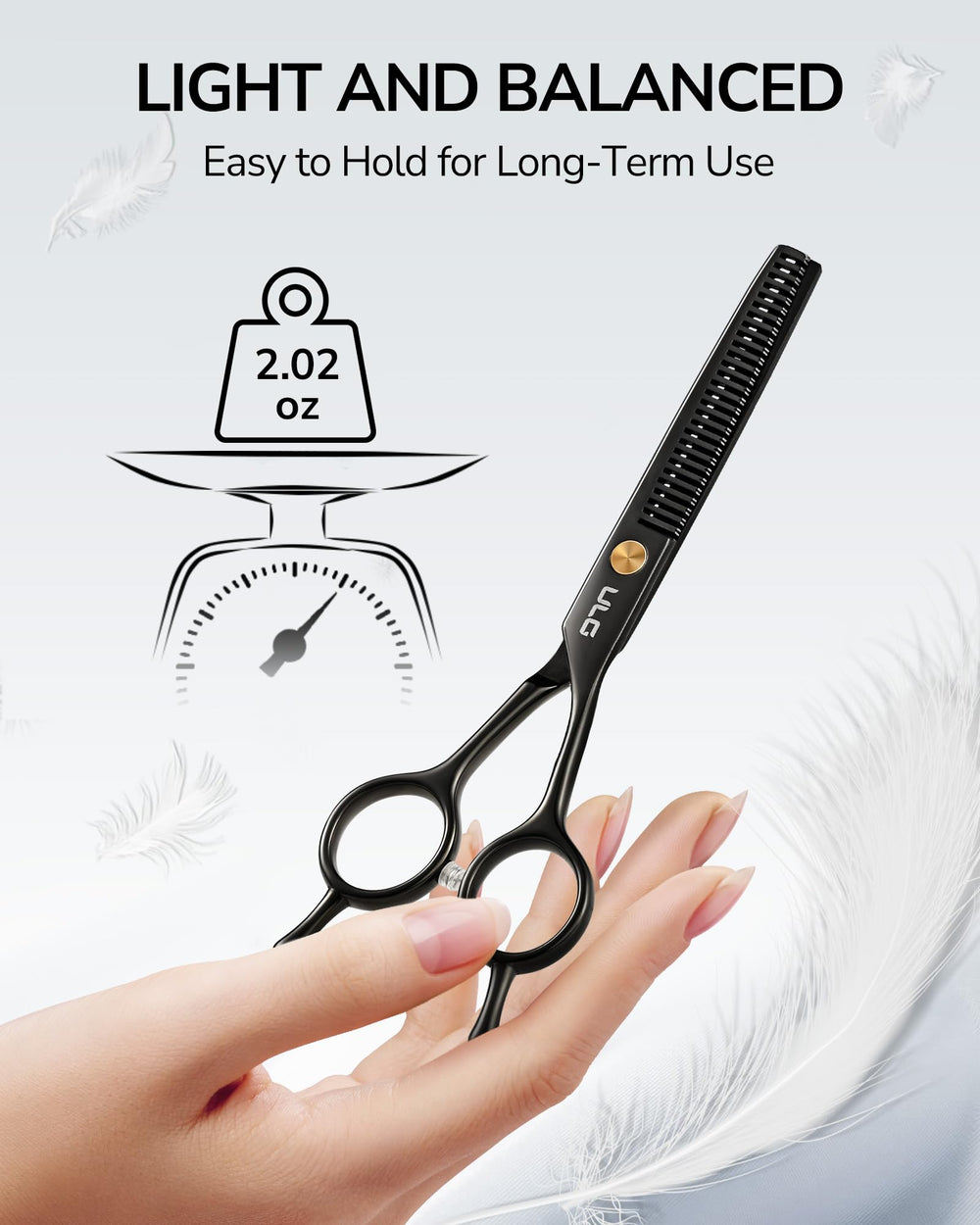 ULG thinning shears in a barber studio ready for professional use