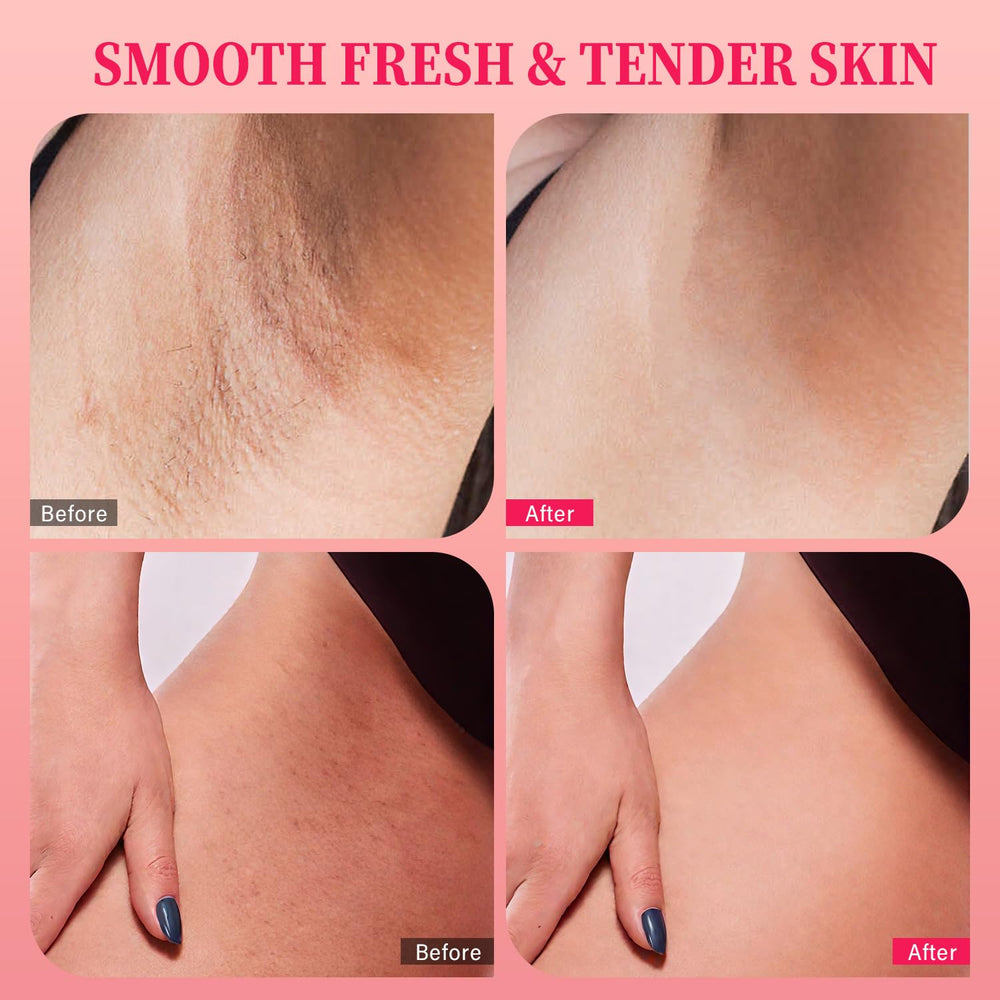 ulluxe bikini area exfoliator application on skin shows circular motion for gentle exfoliation