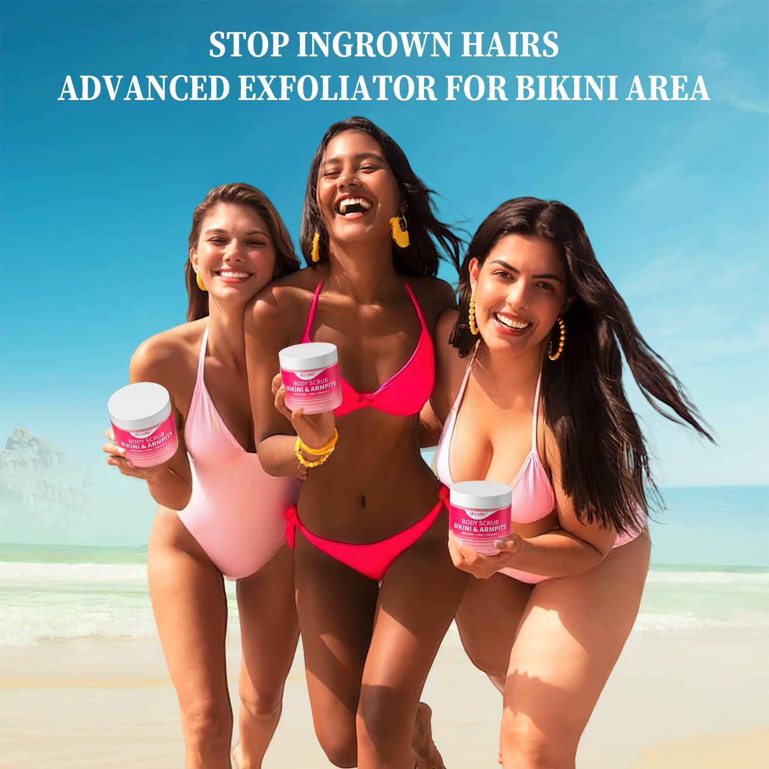ulluxe bikini area exfoliator nourishes with shea and avocado for hydration