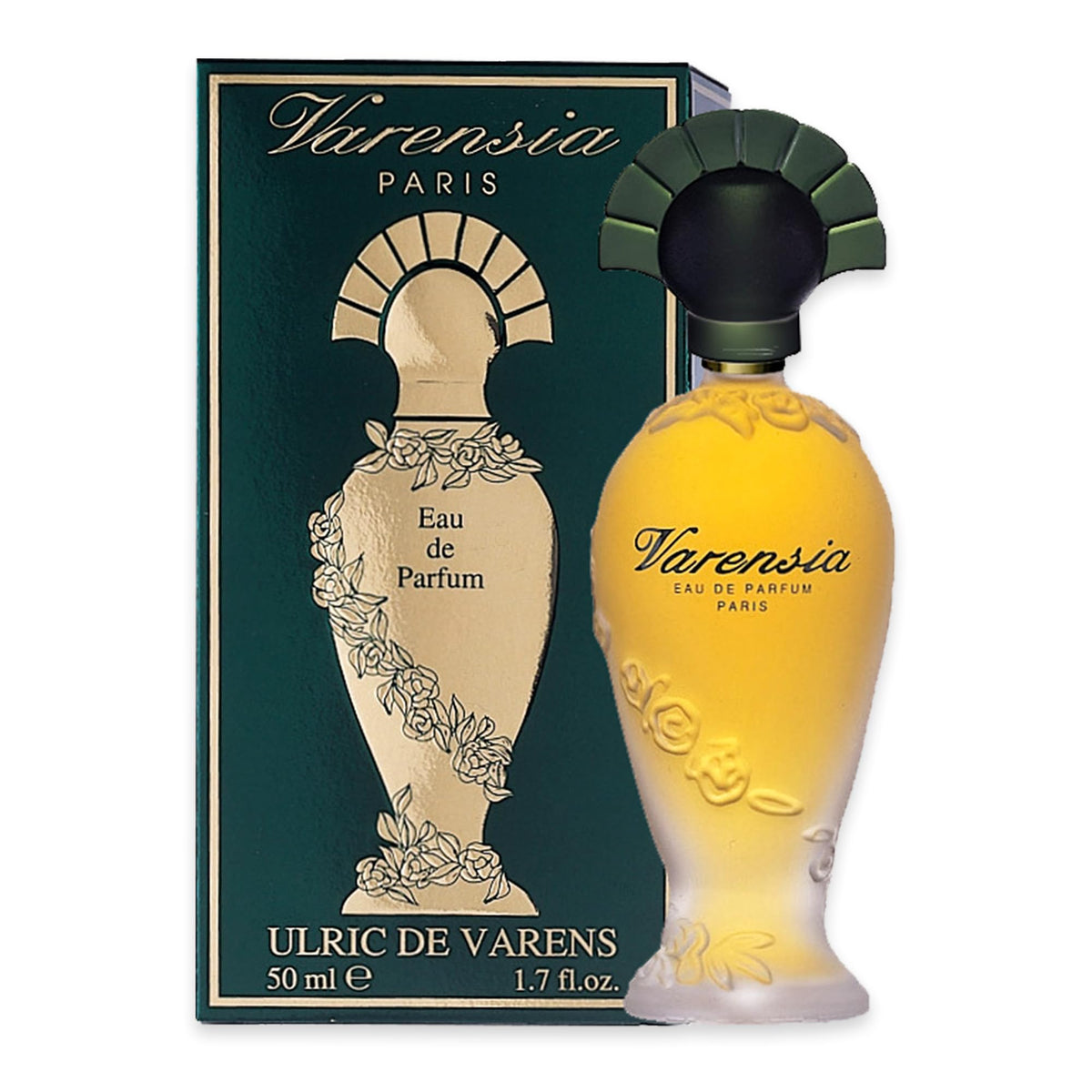 Ulric de Varens Varensia para mujer, frasco elegante que inspira sofisticación diaria.