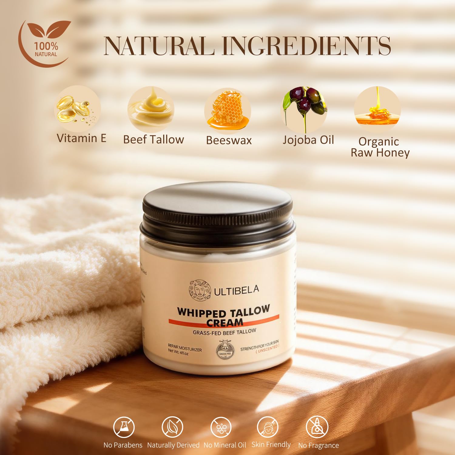 ULTIBELA ingredientes naturales: miel cruda y ceras para nutrir la piel