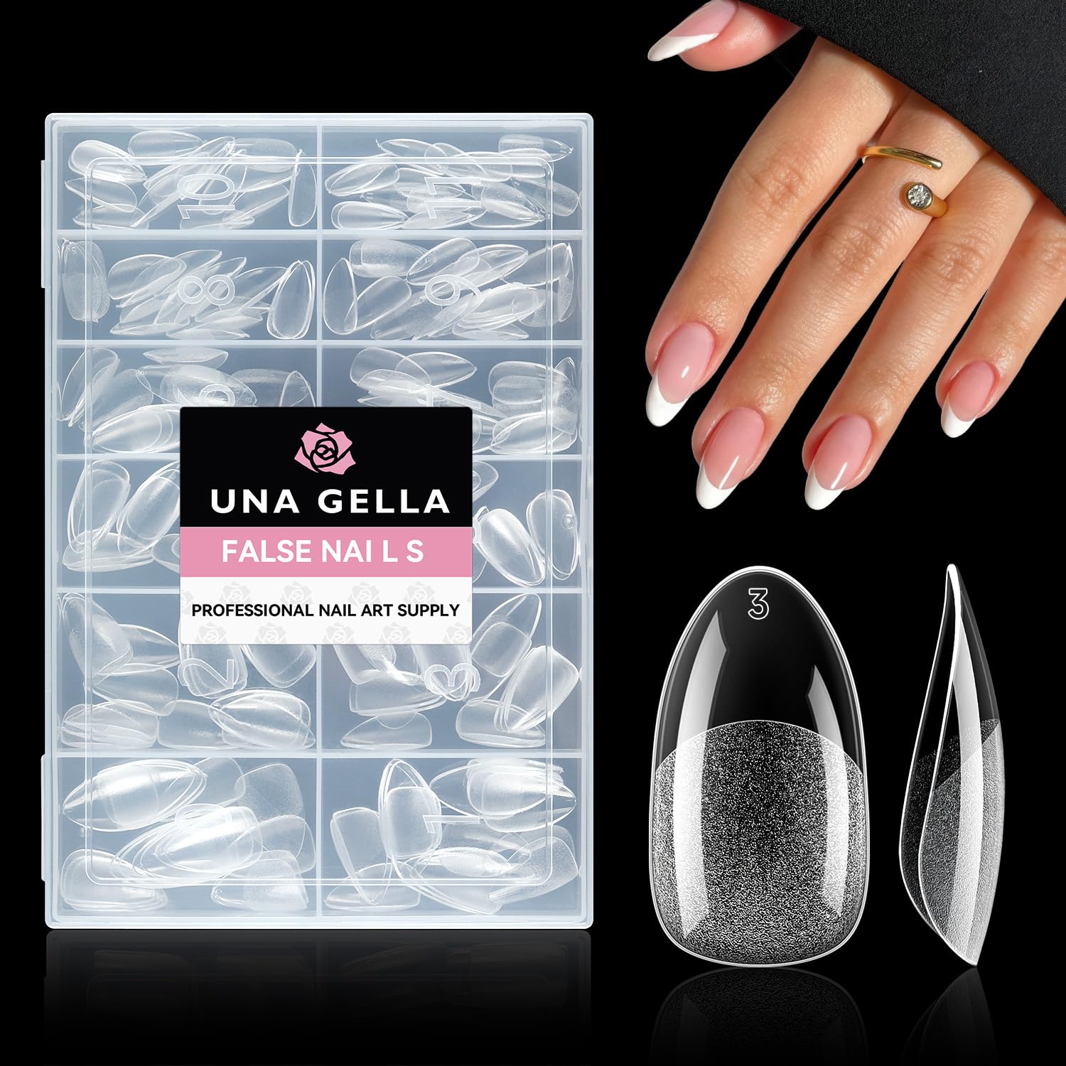 UNA GELLA puntas gel transparentes ovaladas en pack para acabado claro