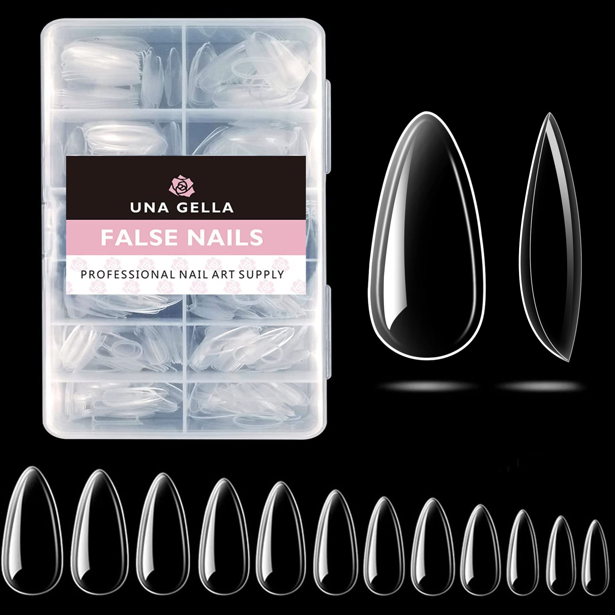 UNA GELLA puntas de uñas almendra, formato en casa para manicura duradera.