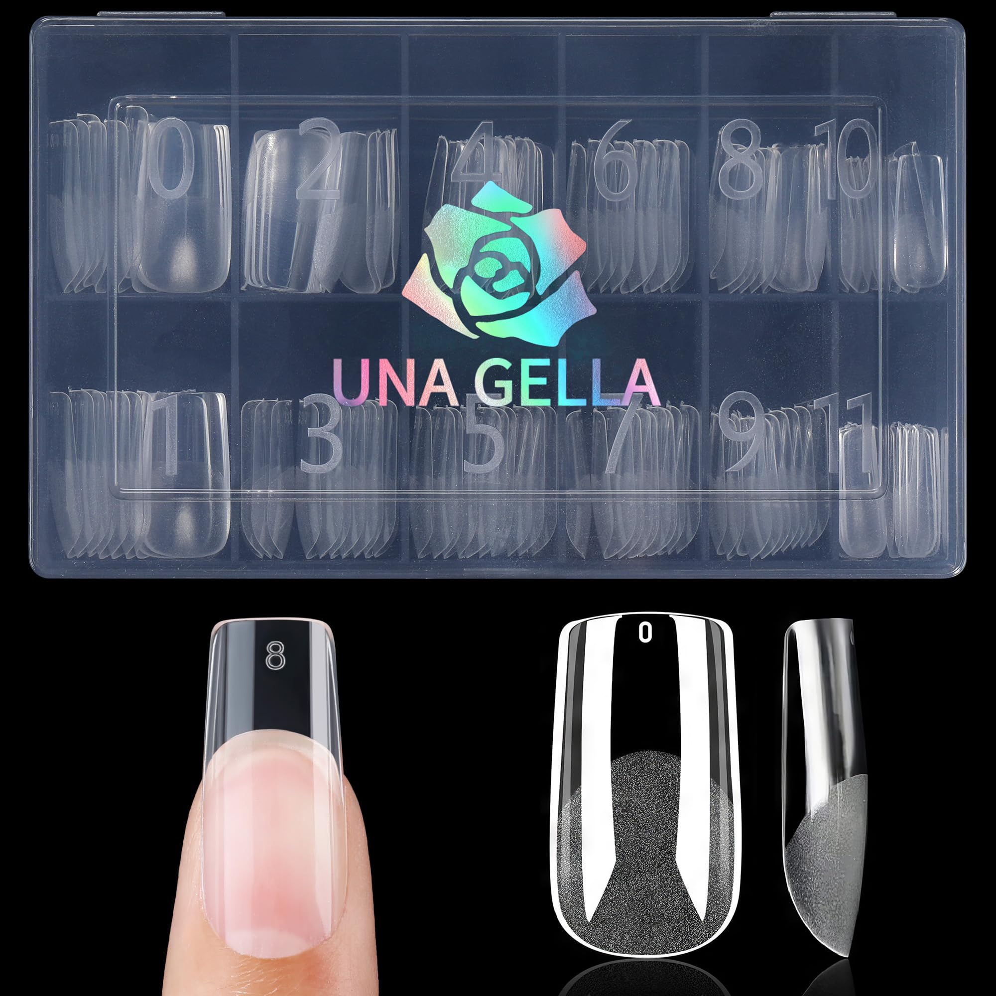 UNA GELLA puntas cuadradas, 120 piezas en caja, lista para manicura en casa