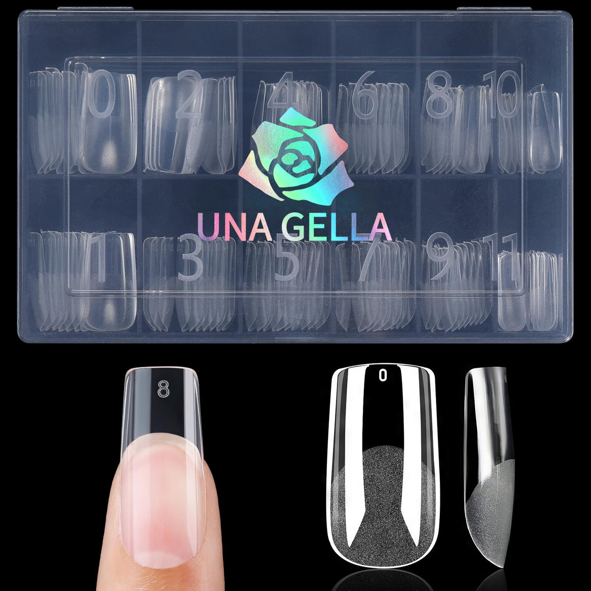 UNA GELLA puntas cuadradas, 120 piezas en caja, lista para manicura en casa