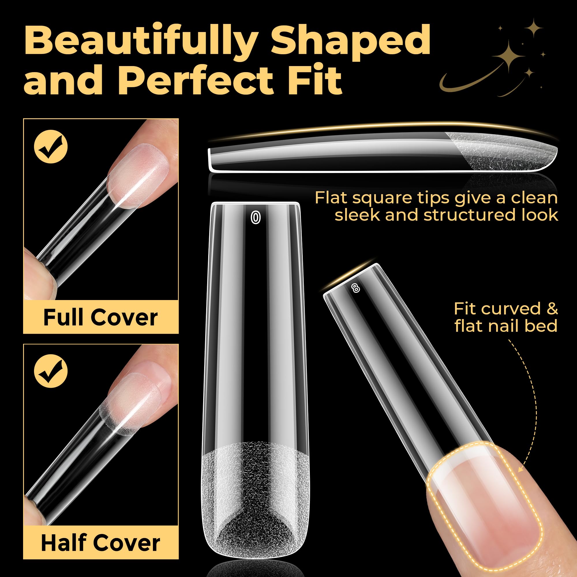 UNA GELLA puntas uñas cuadrado arte frances, ideal para estilo elegante.