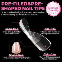 UNA GELLA soft gelly tips – no trace or bend, crystal-clear finish.