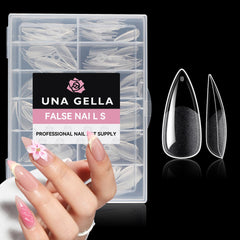 UNA GELLA tips stiletto almendra full-cover 216 piezas para acabado duradero.