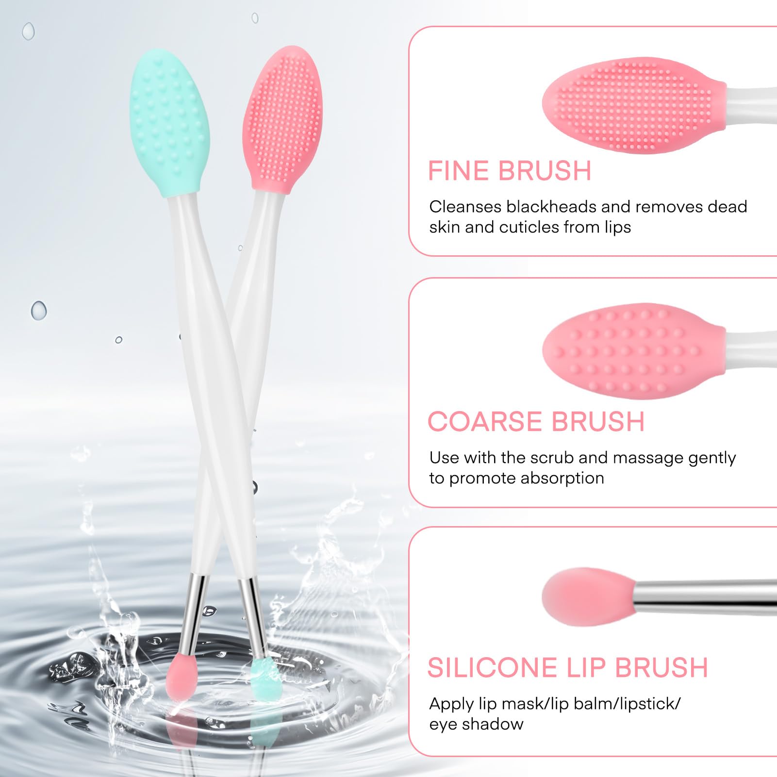 Exfoliador labial de silicona Unaone con cabeza suave para piel sensible.