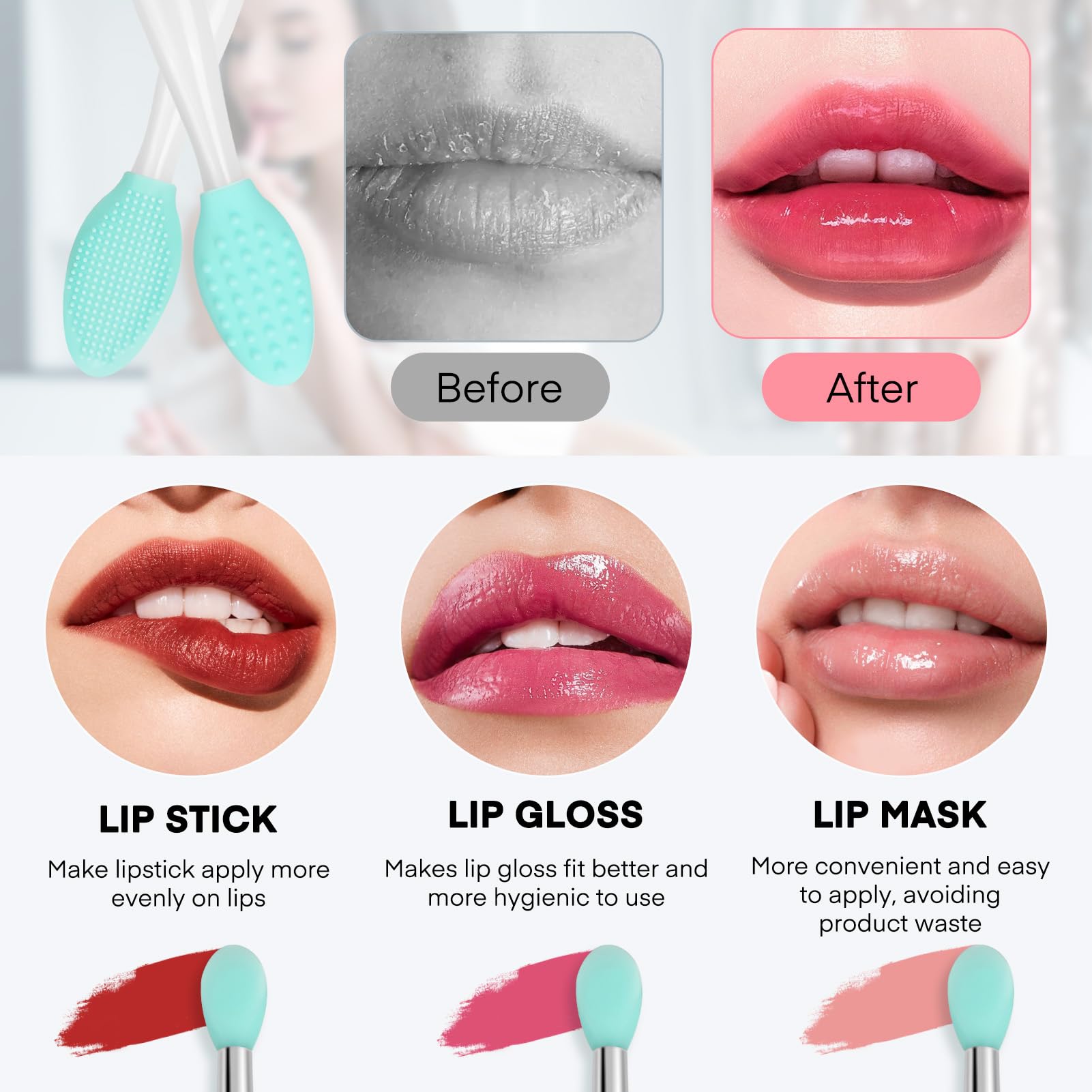Silicona de Unaone, fácil de limpiar y reutilizable para labios.