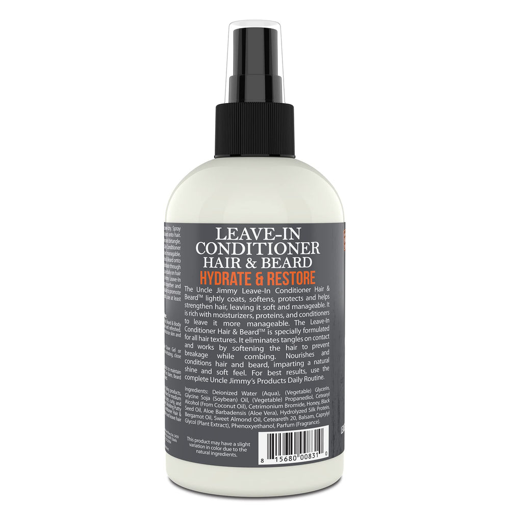 Uncle Jimmy Leave-In Conditioner with sulfate-free formula for healthy hair.