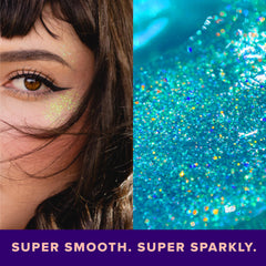 Unicorn Snot gel brillo azul para el cabello con fijación ligera.
