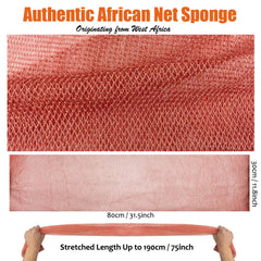 Esponja de red africana Unifab, vista trasera, rosa, textura exfoliante