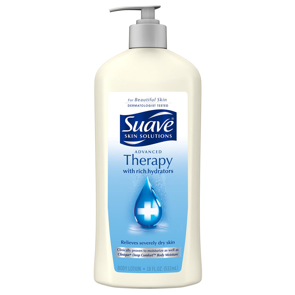 Unilever Suave Skin Solutions Advanced Therapy, botella de 18 oz para hidratación diaria.