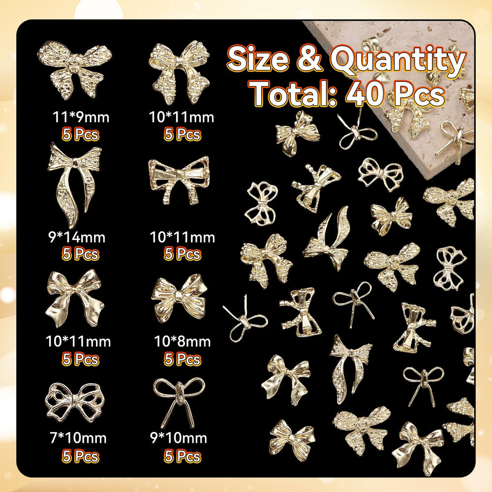 Uotey charms lazo tridimensional oro para decoraciones de uñas brillantes.